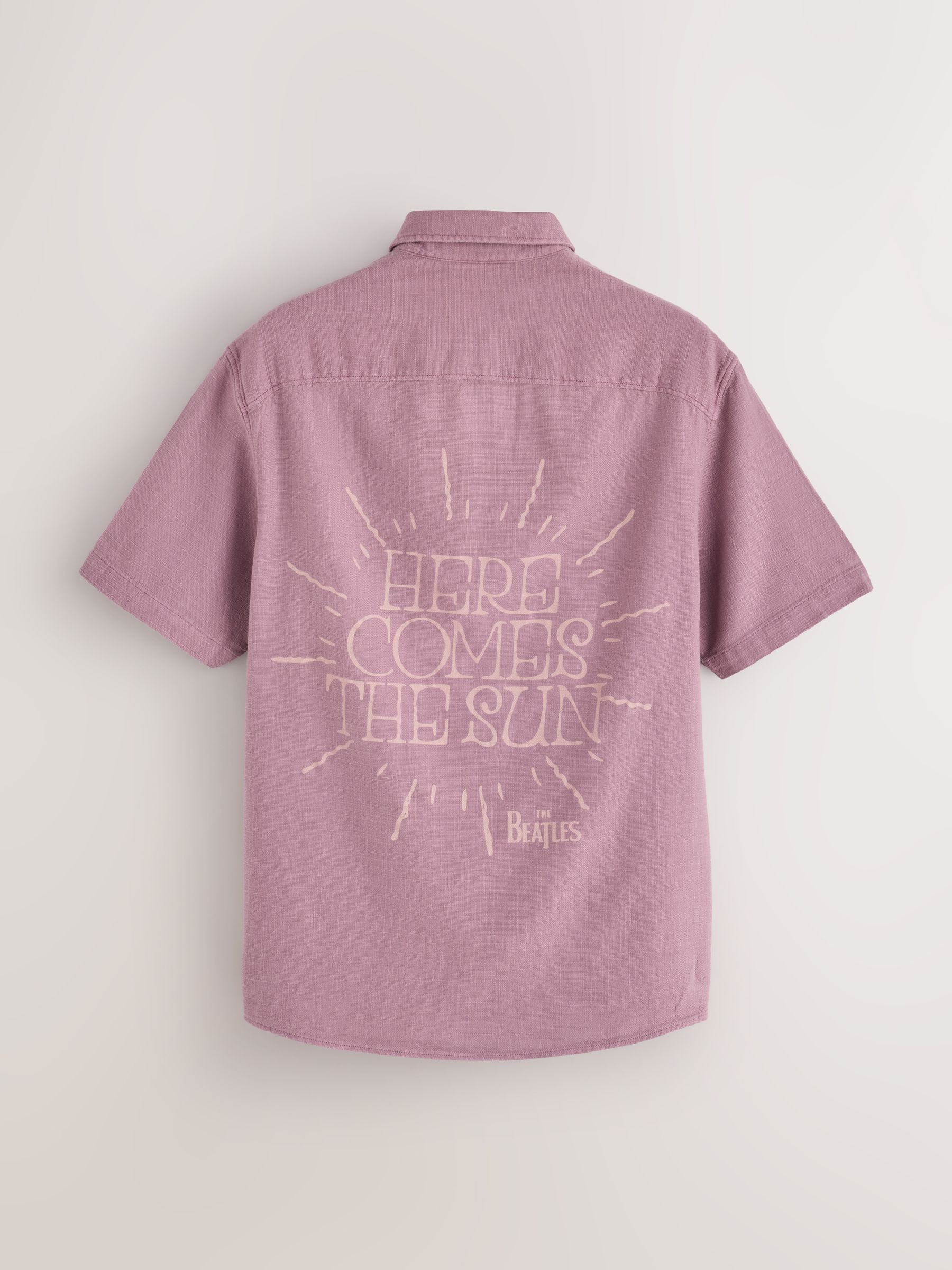 Buy Mauve Purple The Beatles Print Relaxed Fit Short Sleeve Revere