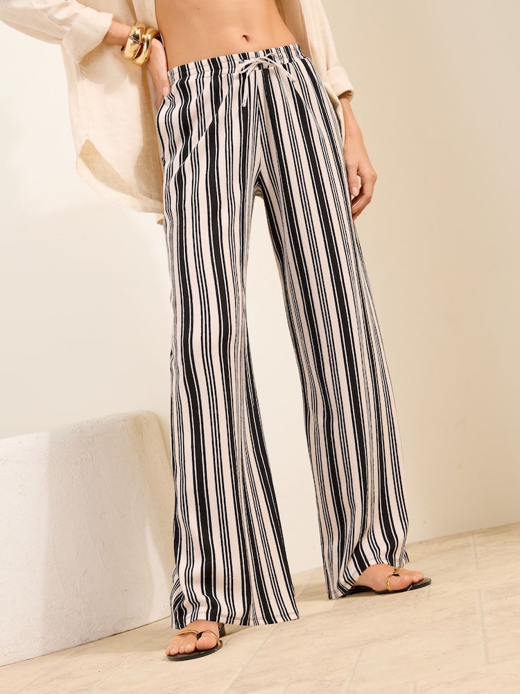 Friends Like These Black/White Petite Elasticated Waist Stretch Jersey Trousers - Image 2 of 5