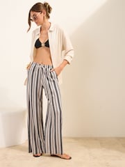 Friends Like These Black/White Petite Elasticated Waist Stretch Jersey Trousers - Image 3 of 5