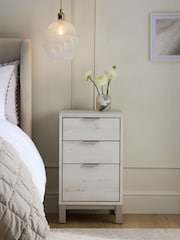 White Bronx Oak Effect 3 Drawer Bedside Table - Image 1 of 9