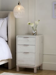 White Bronx Oak Effect 3 Drawer Bedside Table - Image 2 of 9
