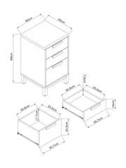 White Bronx Oak Effect 3 Drawer Bedside Table - Image 4 of 9