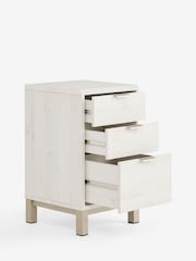 White Bronx Oak Effect 3 Drawer Bedside Table - Image 6 of 9