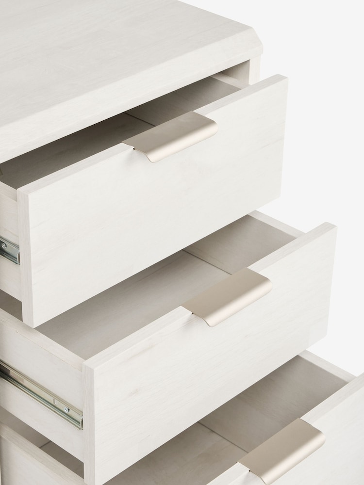 White Bronx Oak Effect 3 Drawer Bedside Table - Image 9 of 9