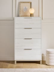 White Bronx Oak Effect 4 Drawer Tall Chest of Drawers - Image 1 of 8