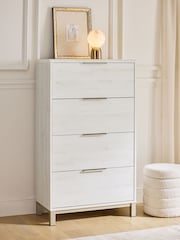 White Bronx Oak Effect 4 Drawer Tall Chest of Drawers - Image 2 of 8