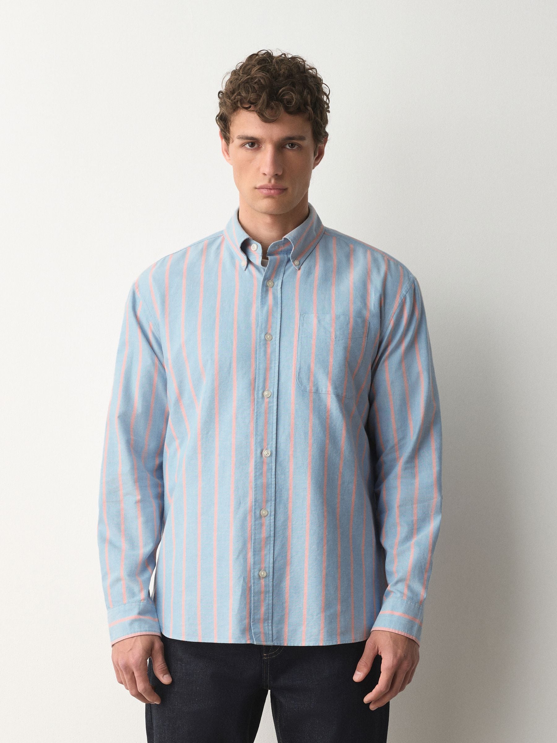 Buy Blue/Pink Stripe Oxford Long Sleeve Shirt from the Next UK