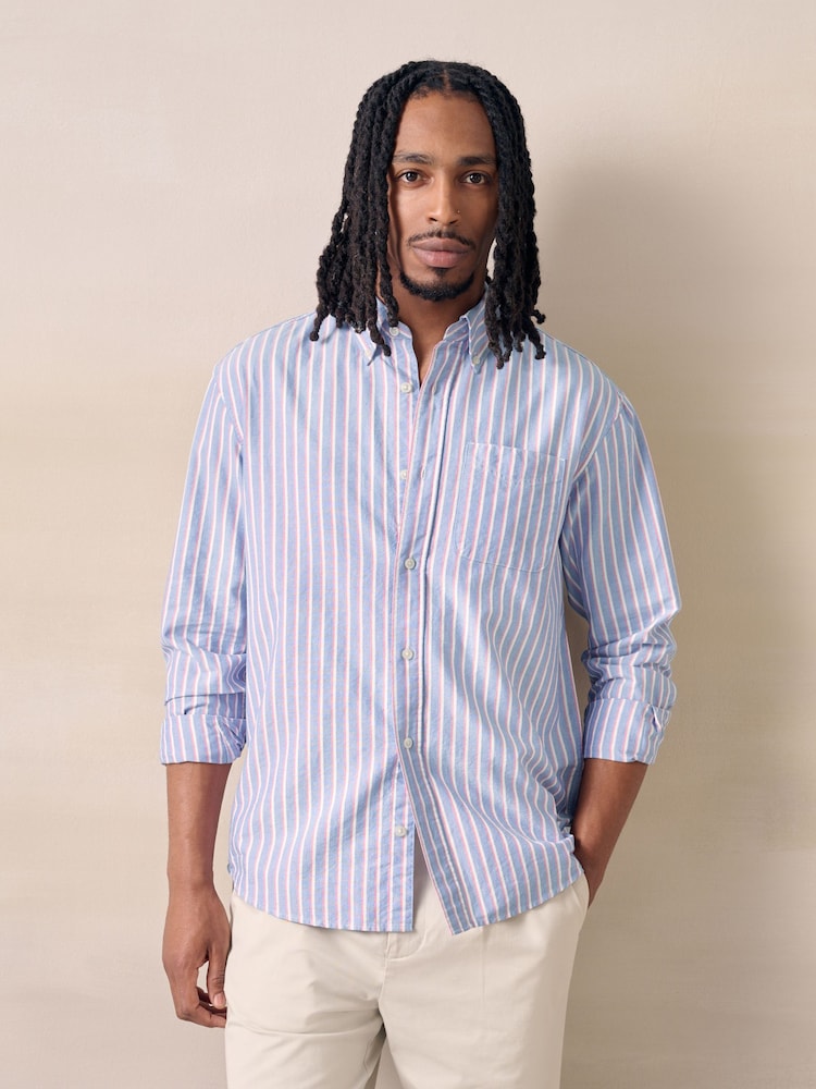 Blue/Pink Stripe Oxford Long Sleeve Shirt - Image 1 of 7