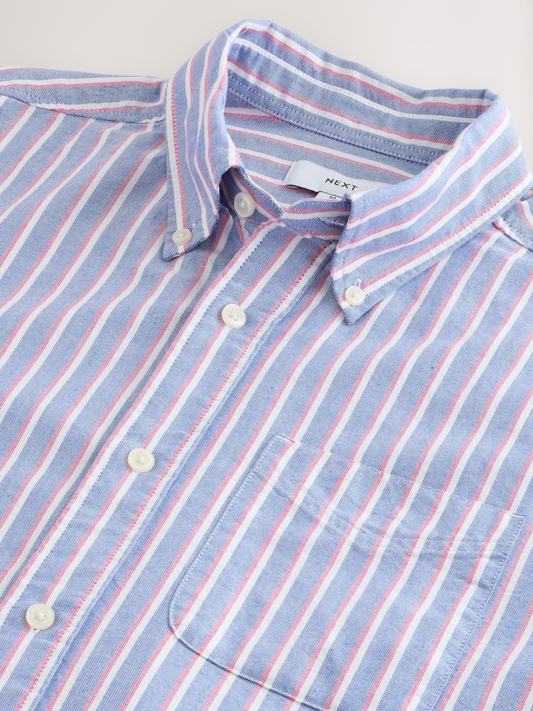 Asul/Pink - Stripe Oxford Long Sleeve Shirt - Larawan 6 ng 6