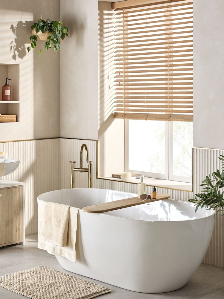 Brown Desert Oak Made To Measure 50mm Sunwood Fauxwood Venetian Blinds - Image 1 of 6