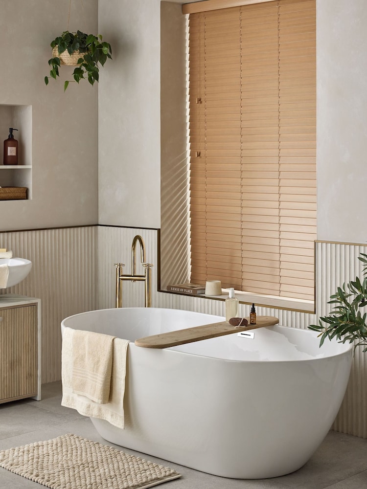 Brown Desert Oak Made To Measure 50mm Sunwood Fauxwood Venetian Blinds - Image 2 of 6