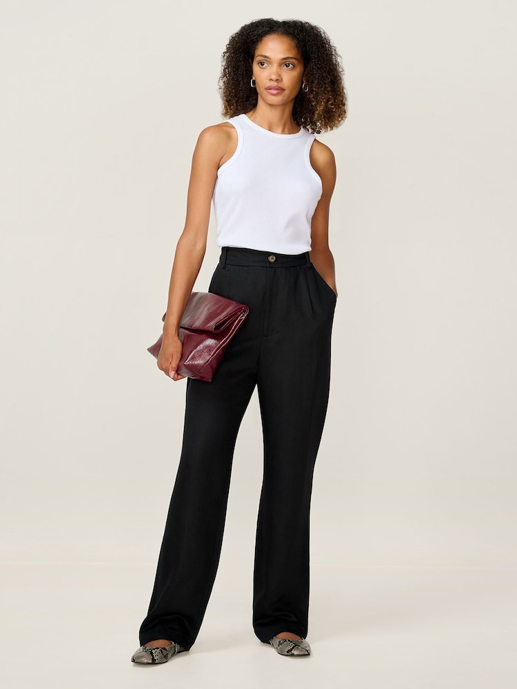 Omnes Black Cinnamon Stright Leg Tencel Trousers - Image 1 of 4 Omnes Black Cinnamon Stright Leg Tencel Trousers - Image 1 of 4