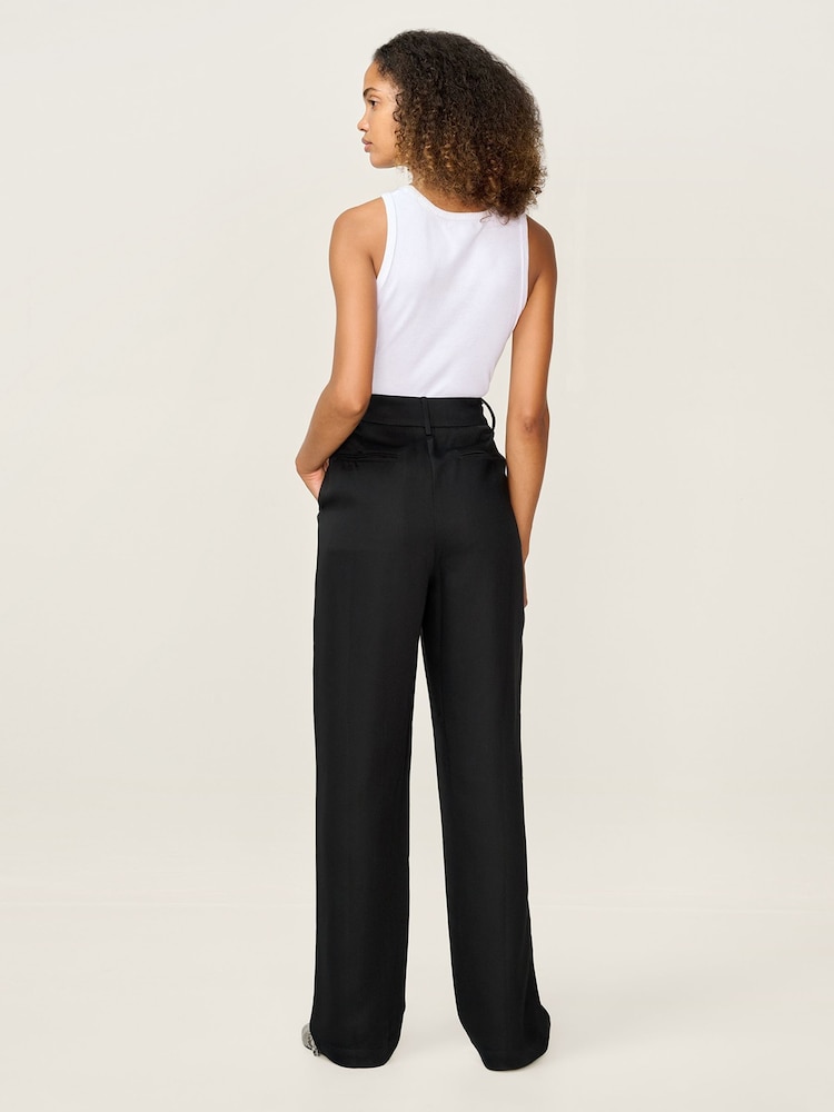 Omnes Black Cinnamon Stright Leg Tencel Trousers - Image 2 of 4 Omnes Black Cinnamon Stright Leg Tencel Trousers - Image 2 of 4