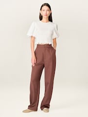 Omnes Brown Cinnamon Stright Leg Tencel Trousers - Image 1 of 4