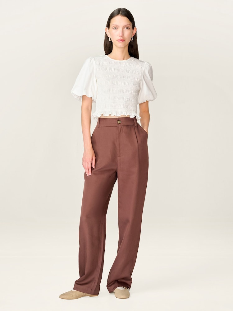 Omnes Brown Cinnamon Stright Leg Tencel Trousers - Image 1 of 4