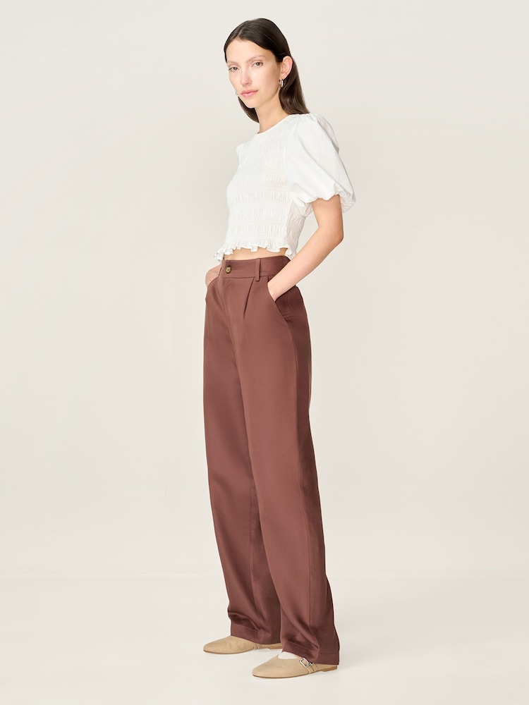 Omnes Brown Cinnamon Stright Leg Tencel Trousers - Image 2 of 4
