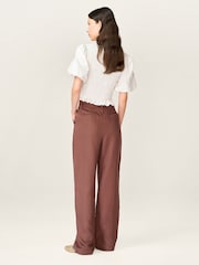 Omnes Brown Cinnamon Stright Leg Tencel Trousers - Image 3 of 4