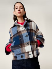 Omnes Blue Clyde Wool-Blend Cropped Structured Boxy Coat - Image 3 of 5