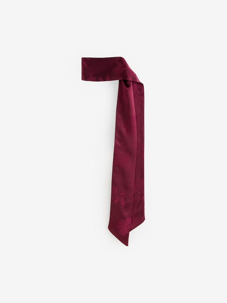Omnes Red Myla Maxi Fitted Ecovero Floral Jacquard Dress with Matching Scarf Detail - Image 2 of 3 Omnes Red Myla Maxi Fitted Ecovero Floral Jacquard Dress with Matching Scarf Detail - Image 2 of 3