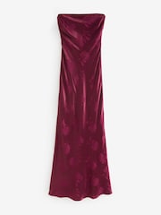Omnes Red Myla Maxi Fitted Ecovero Floral Jacquard Dress with Matching Scarf Detail - Image 3 of 3