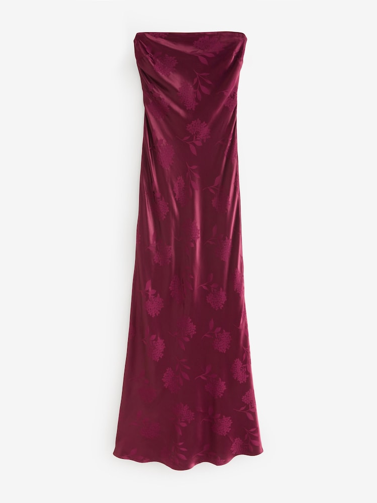 Omnes Red Myla Maxi Fitted Ecovero Floral Jacquard Dress with Matching Scarf Detail - Image 3 of 3 Omnes Red Myla Maxi Fitted Ecovero Floral Jacquard Dress with Matching Scarf Detail - Image 3 of 3