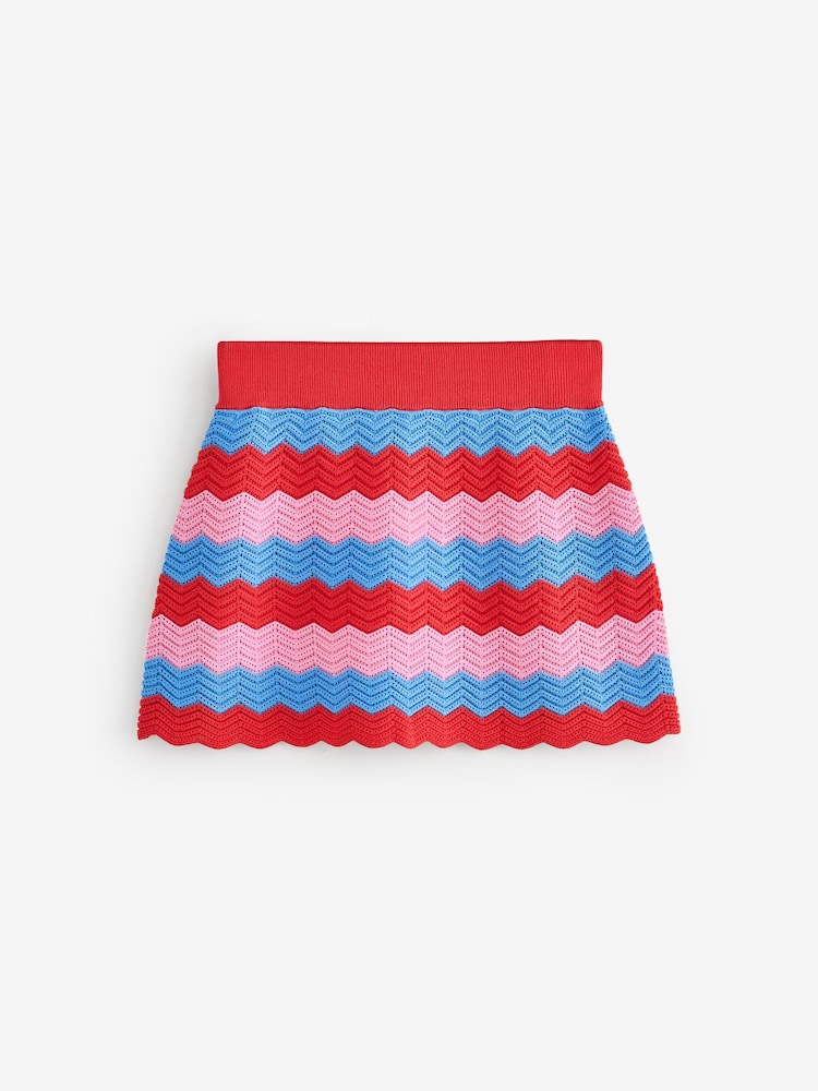 Omnes Ivory Mini Striped Woven Crochet Skirt - صورة 2 من 2
