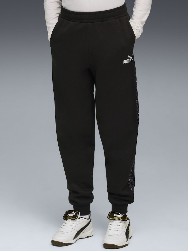 Puma Black Essentials Graphic Animal Youth Girls High Waist Sweatpants - Image 1 of 5 Puma Black Essentials Graphic Animal Youth Girls High Waist Sweatpants - Image 1 of 5