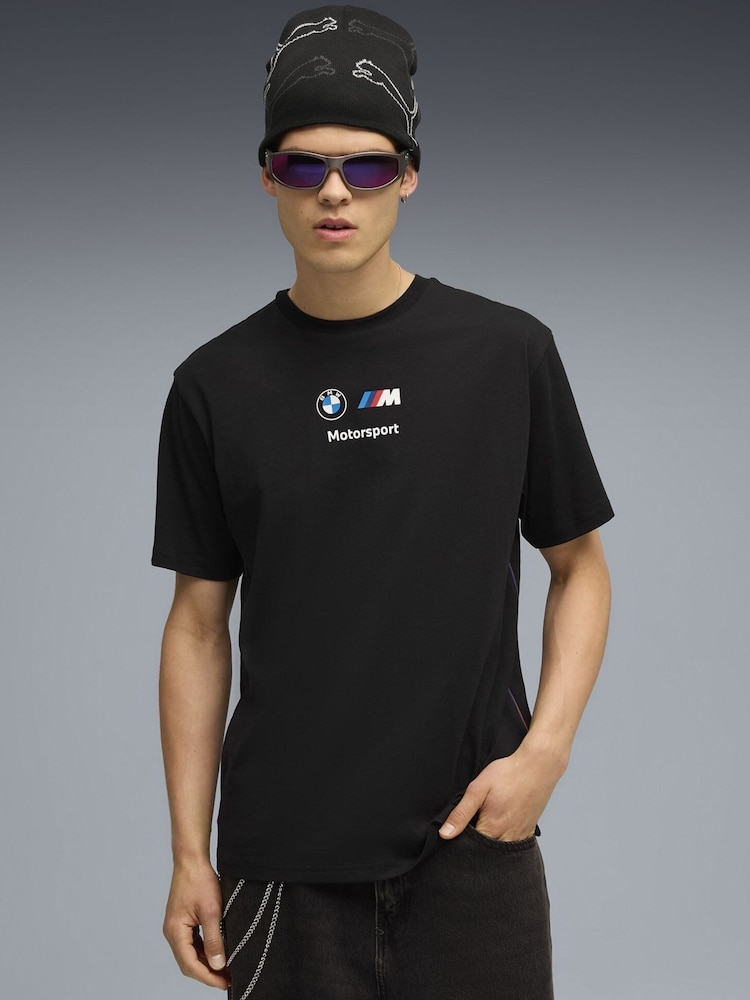 Puma Black BMW M Motorsport Essentials Mens Logo T-Shirt - Image 1 of 5 Puma Black BMW M Motorsport Essentials Mens Logo T-Shirt - Image 1 of 5