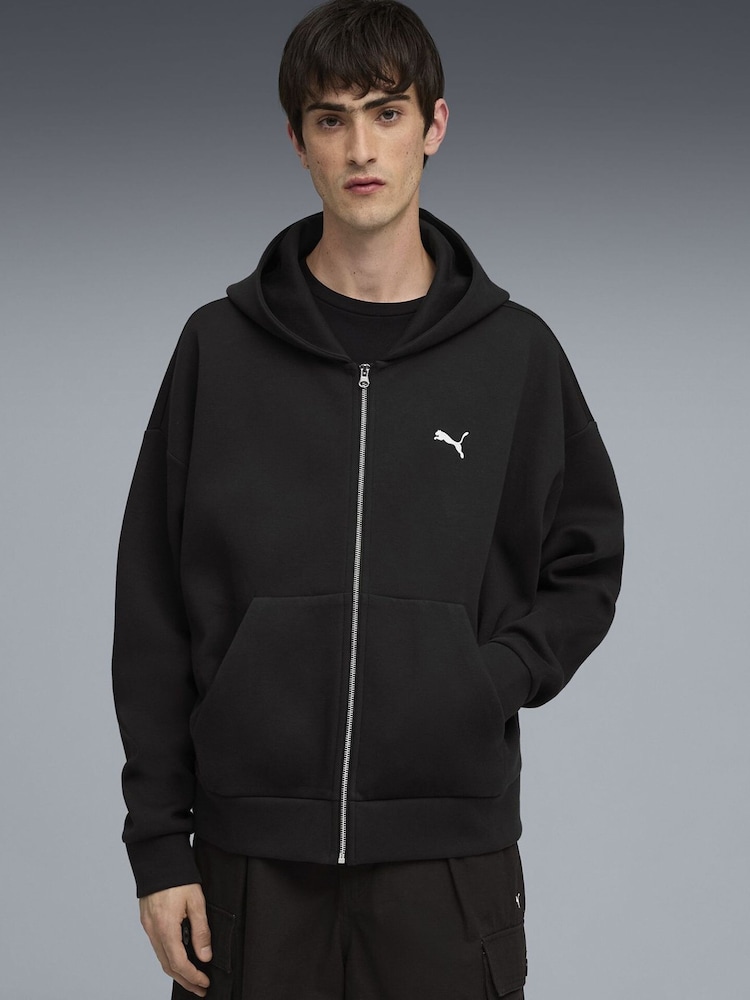 Puma Black Wardrobe Essentials Mens Boxy Full-Zip Hoodie - Image 1 of 5 Puma Black Wardrobe Essentials Mens Boxy Full-Zip Hoodie - Image 1 of 5