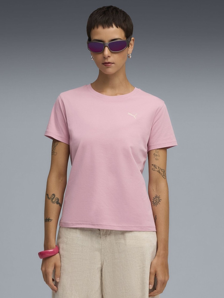 Puma Pink Wardrobe Essentials Womens Comfort T-Shirt - Image 1 of 5