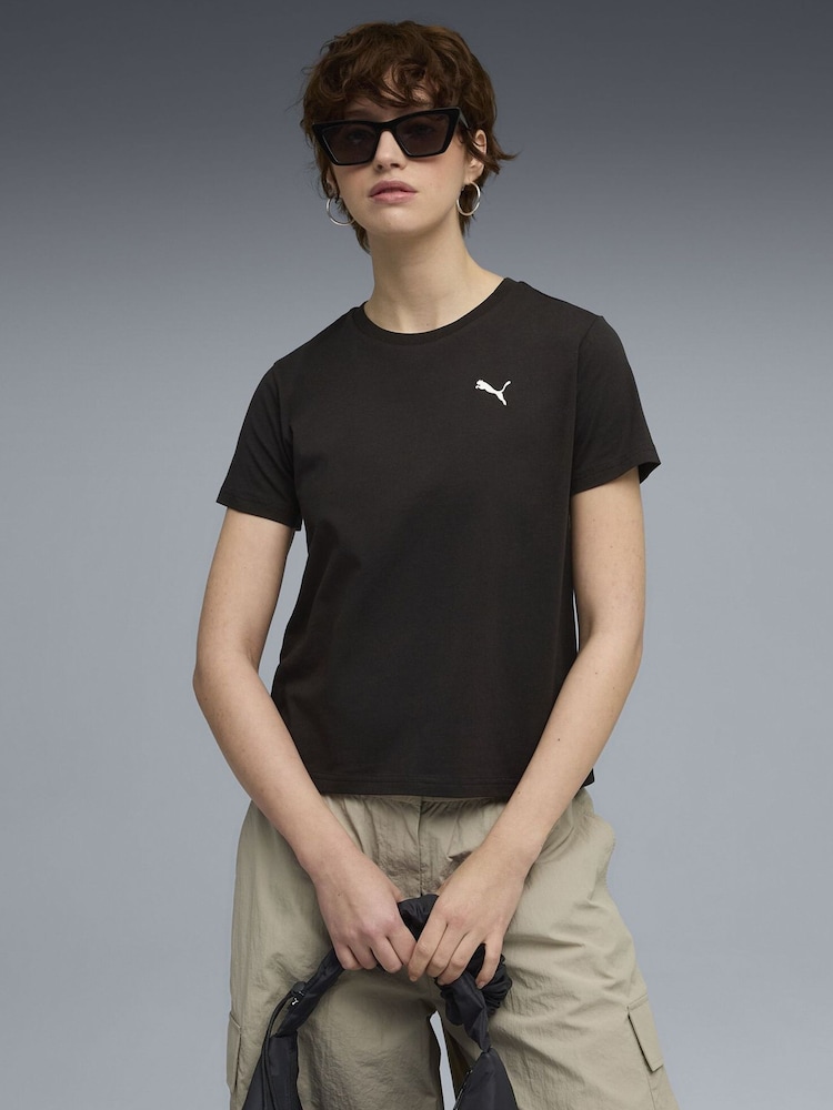 Puma Black Wardrobe Essentials Womens Comfort T-Shirt - Image 1 of 5 Puma Black Wardrobe Essentials Womens Comfort T-Shirt - Image 1 of 5