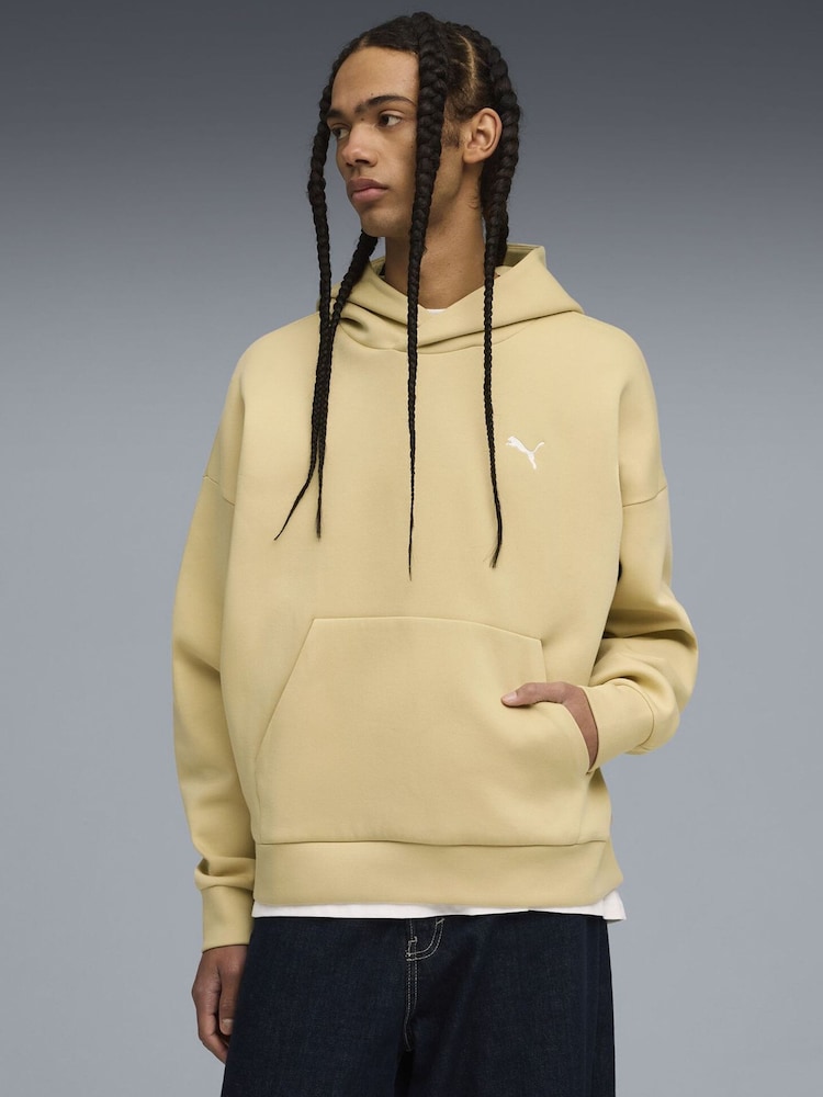 Puma Yellow WARDROBE ESS Mens Boxy Hoodie - Image 1 of 5 Puma Yellow WARDROBE ESS Mens Boxy Hoodie - Image 1 of 5
