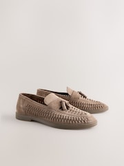 Stone Suede Weave Tassel Loafers - Image 1 of 5