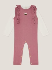 Monsoon Pink Baby Top and Knit Dungarees Set - Image 1 of 3