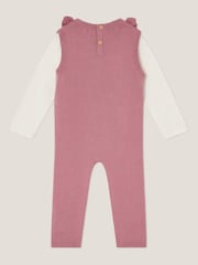 Monsoon Pink Baby Top and Knit Dungarees Set - Image 2 of 3