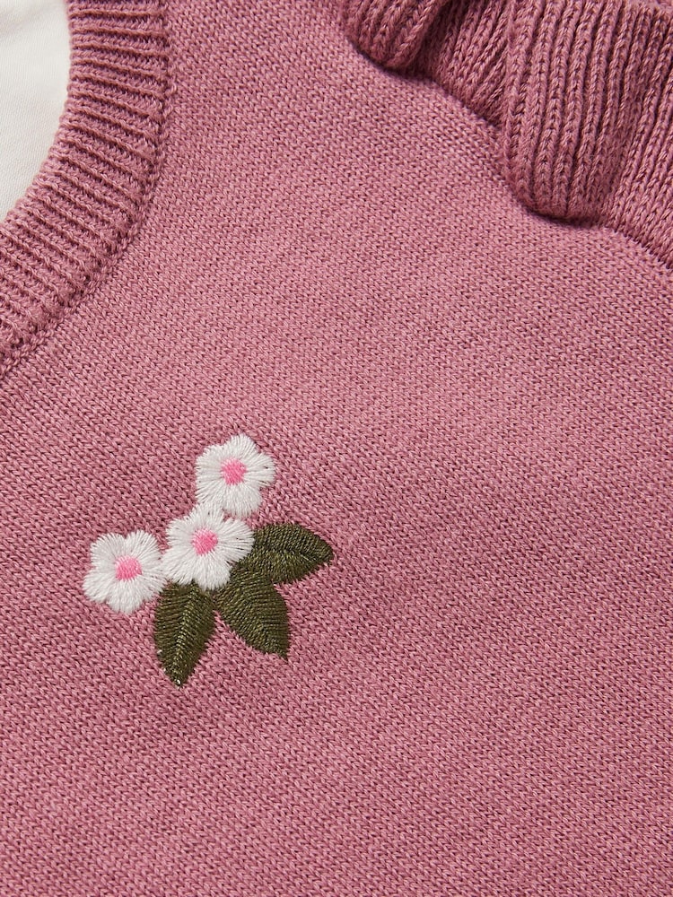 Monsoon Pink Baby Top and Knit Dungarees Set - Image 3 of 3