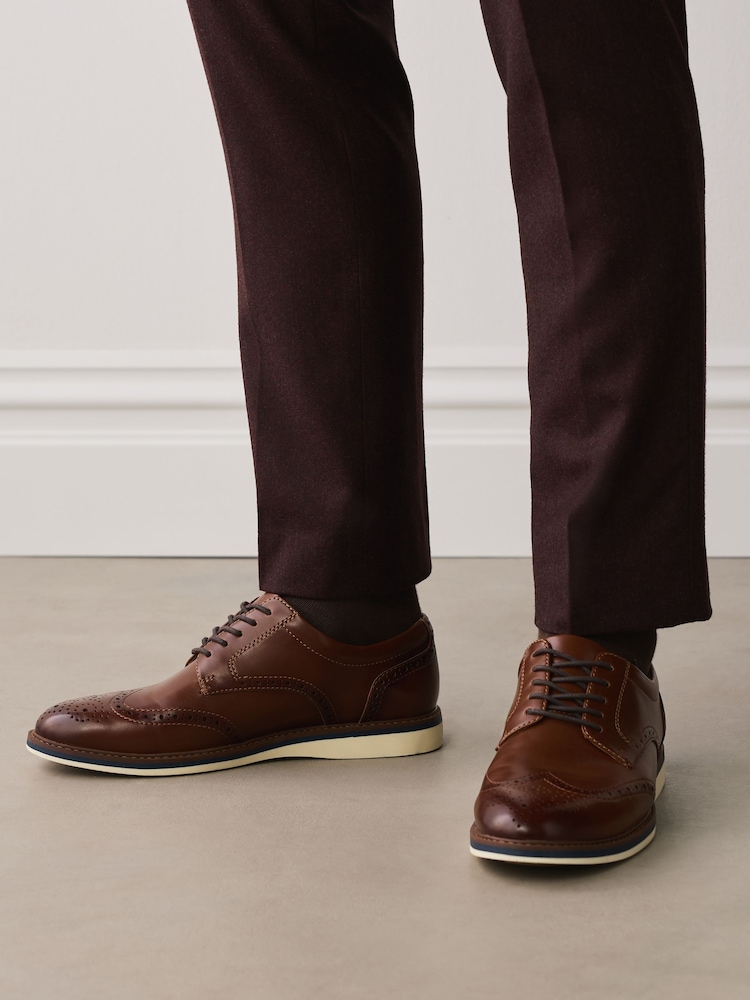 Tan Brown Comfort Wedge Derby Shoes - Image 2 of 6