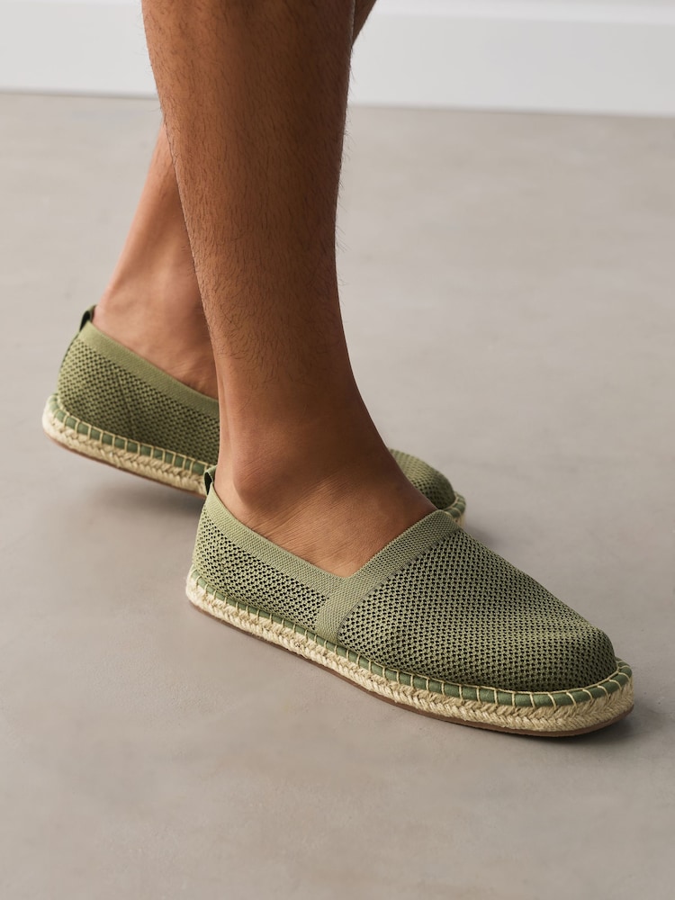 Khaki Green Comfort Stretch Knit Espadrilles - Image 1 of 7 Khaki Green Comfort Stretch Knit Espadrilles - Image 1 of 7