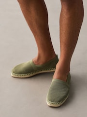 Khaki Green Comfort Stretch Knit Espadrilles - Image 2 of 7