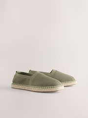 Khaki Green Comfort Stretch Knit Espadrilles - Image 3 of 7