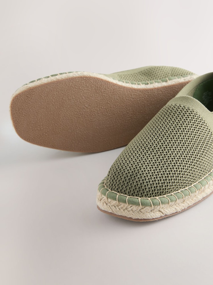 Khaki Green Comfort Stretch Knit Espadrilles - Image 7 of 7 Khaki Green Comfort Stretch Knit Espadrilles - Image 7 of 7
