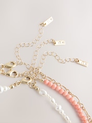 Pink Pretty Charm/Pearl 3 Layer Necklace - Image 3 of 4