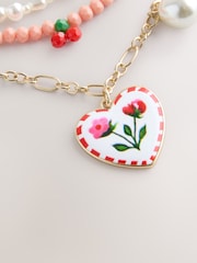 Pink Pretty Charm/Pearl 3 Layer Necklace - Image 4 of 4