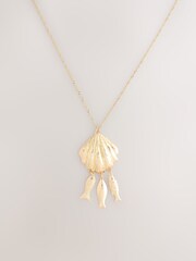 لون ذهبي - Shell Pendant Long Necklace - Image 1 of 3