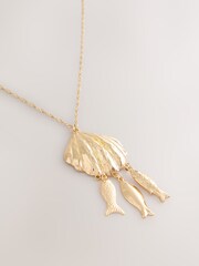 لون ذهبي - Shell Pendant Long Necklace - Image 2 of 3