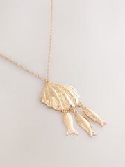 גוון זהוב - שרשרת ארוכה עם תליון צדף - תמונה 5 מתוך 6