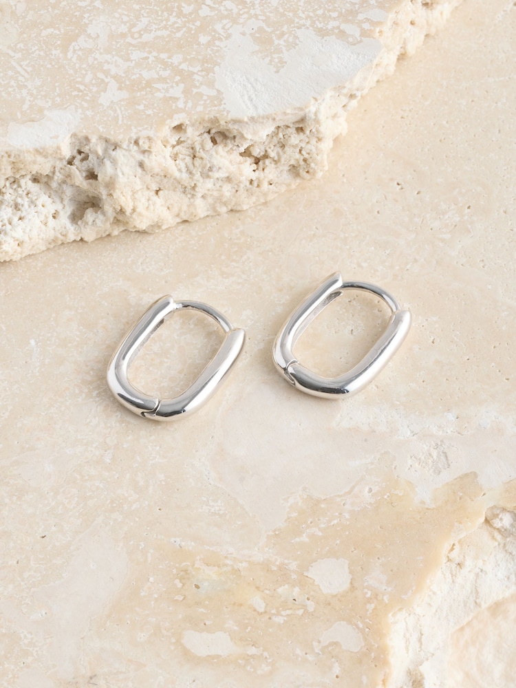 스털링 실버 - 직사각형 후프 귀걸이 - 3의 이미지 1