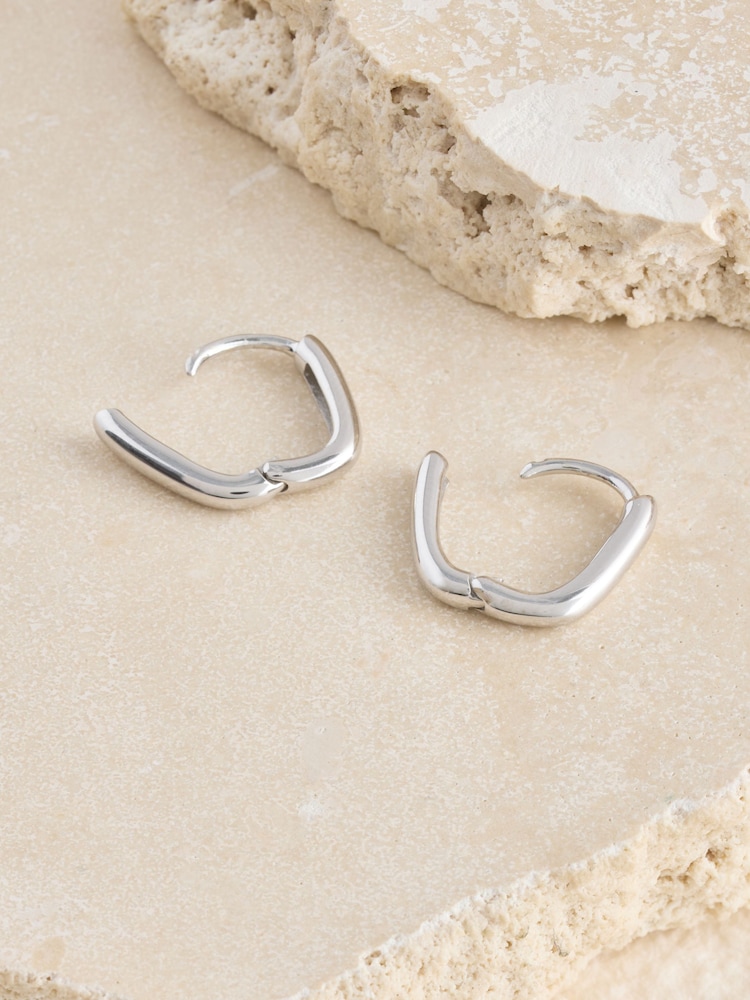 스털링 실버 - 직사각형 후프 귀걸이 - 3의 이미지 3