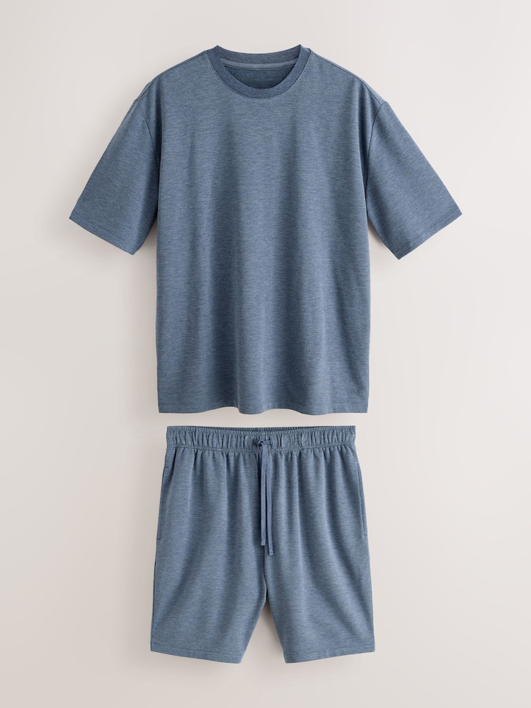 Navy Blue Soft Touch Lightweight T-Shirt and Shorts Set - Image 1 of 6