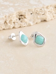 Sterling Silver Turqoise Stone Stud Earrings - Image 1 of 6